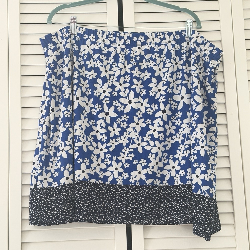 SUSAN GRAVER Skort Blue Pull On Polka‎ Dot Liquid Knit Casual Size 3X A289439